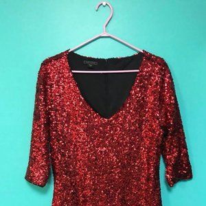 Ruby Red Sequin Cocktail Dress